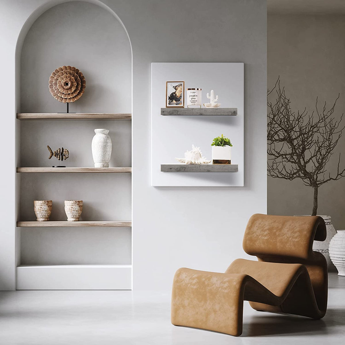 Sorbus display shelf showing compact storage in a narrow space
