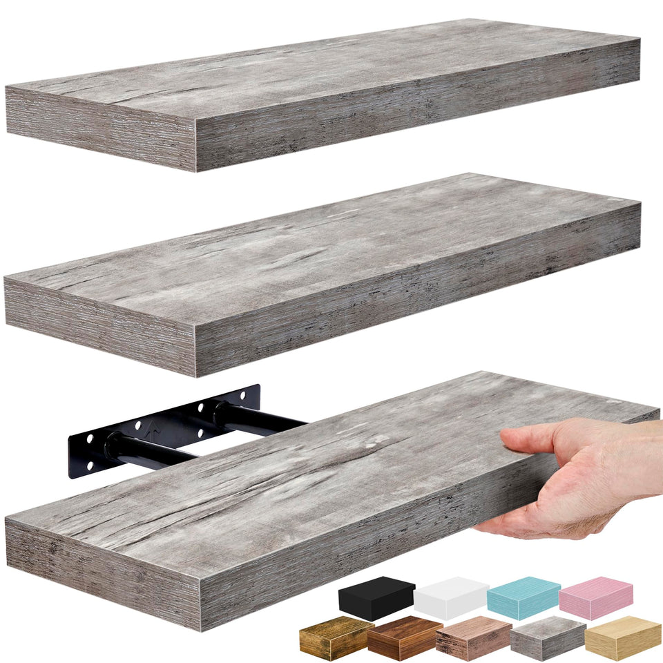 Sorbus floating shelves wall 16-inch grey three-pack for stylish display and extra storage