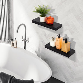 Sorbus pair of floating shelves arranged side by side for cohesive decor