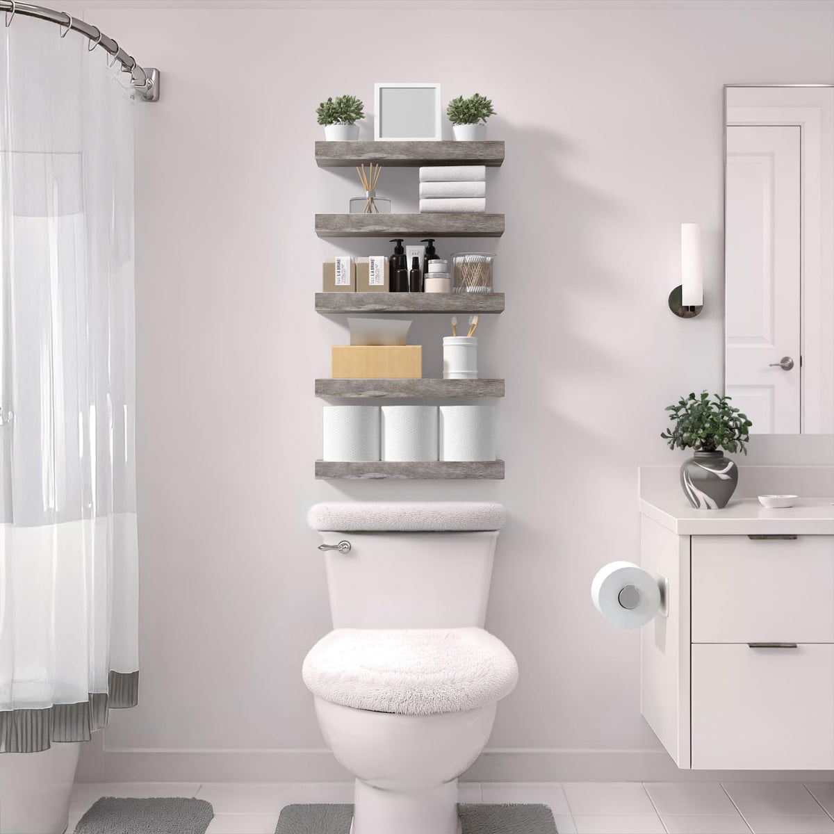 Sorbus floating shelf in bedroom decor display provides bedside storage