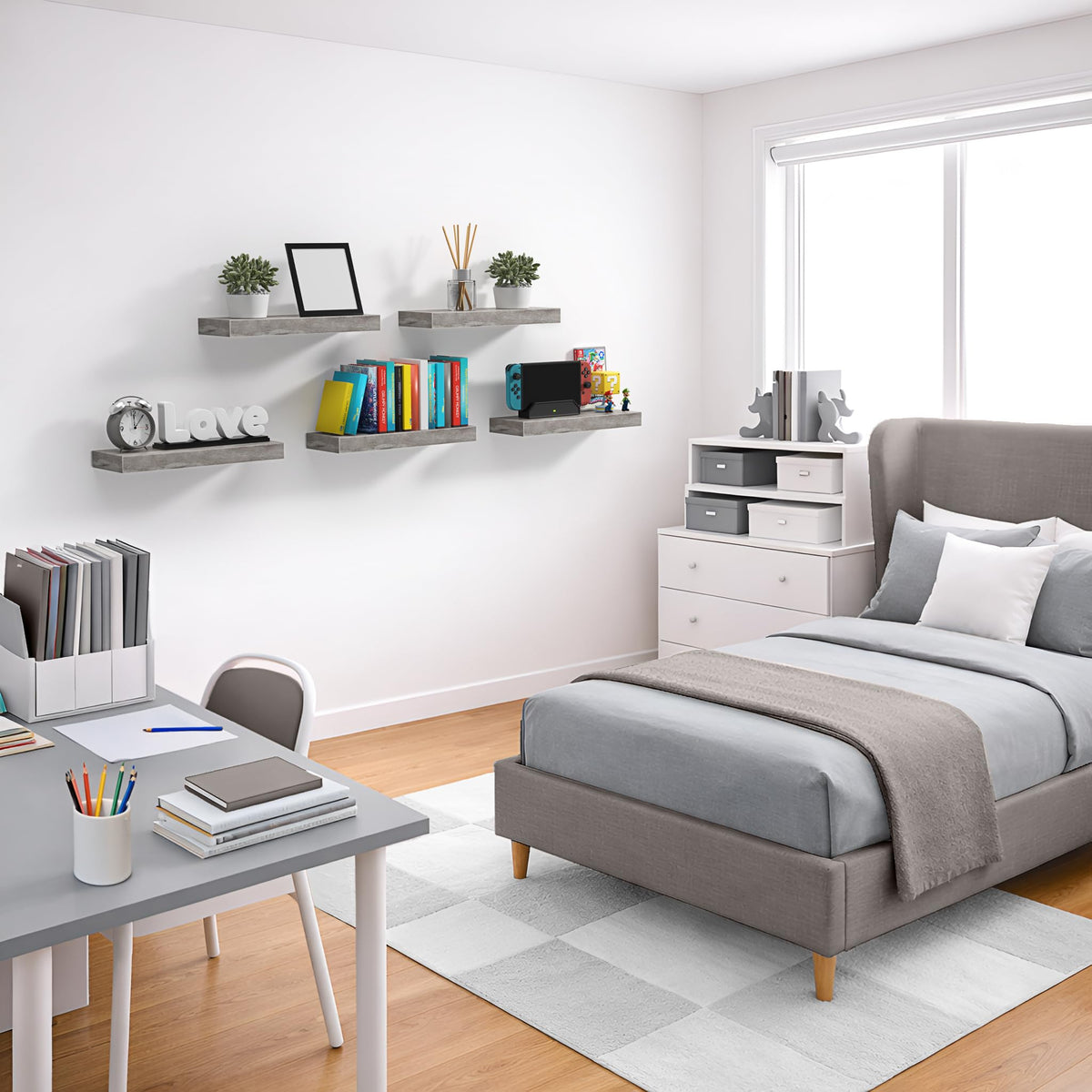 Sorbus corner shelf maximizes small spaces for books and keepsakes
