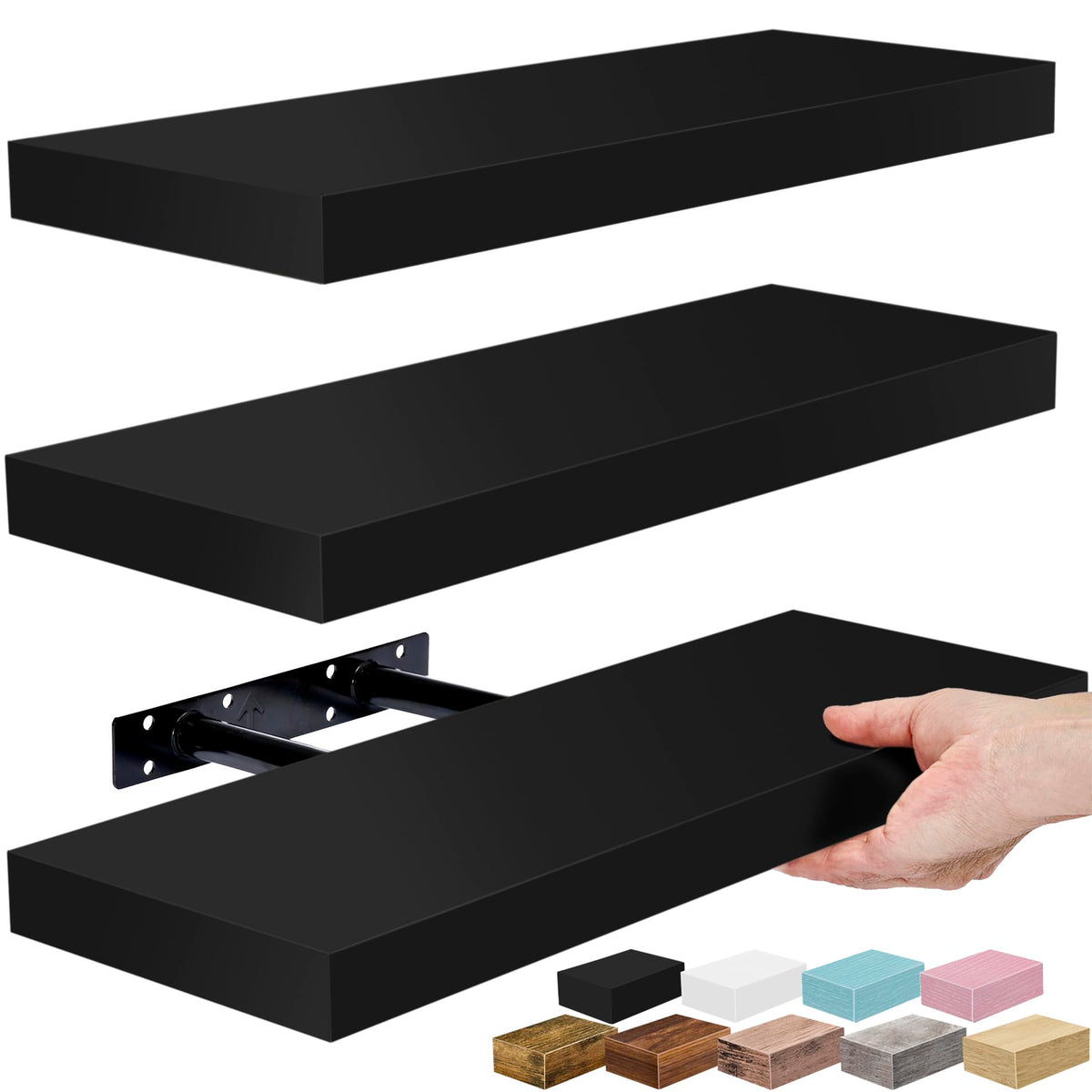 Sorbus floating shelves wall 16inch black: stylish storage for decor and collectibles.