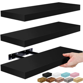 Sorbus floating shelves wall 16inch black: stylish storage for decor and collectibles.