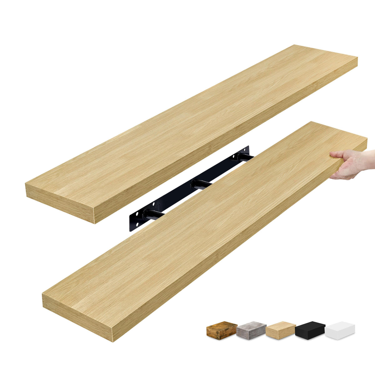 Sorbus floating shelves on wall with 48-inch maple wood, two-pack, stylish storage