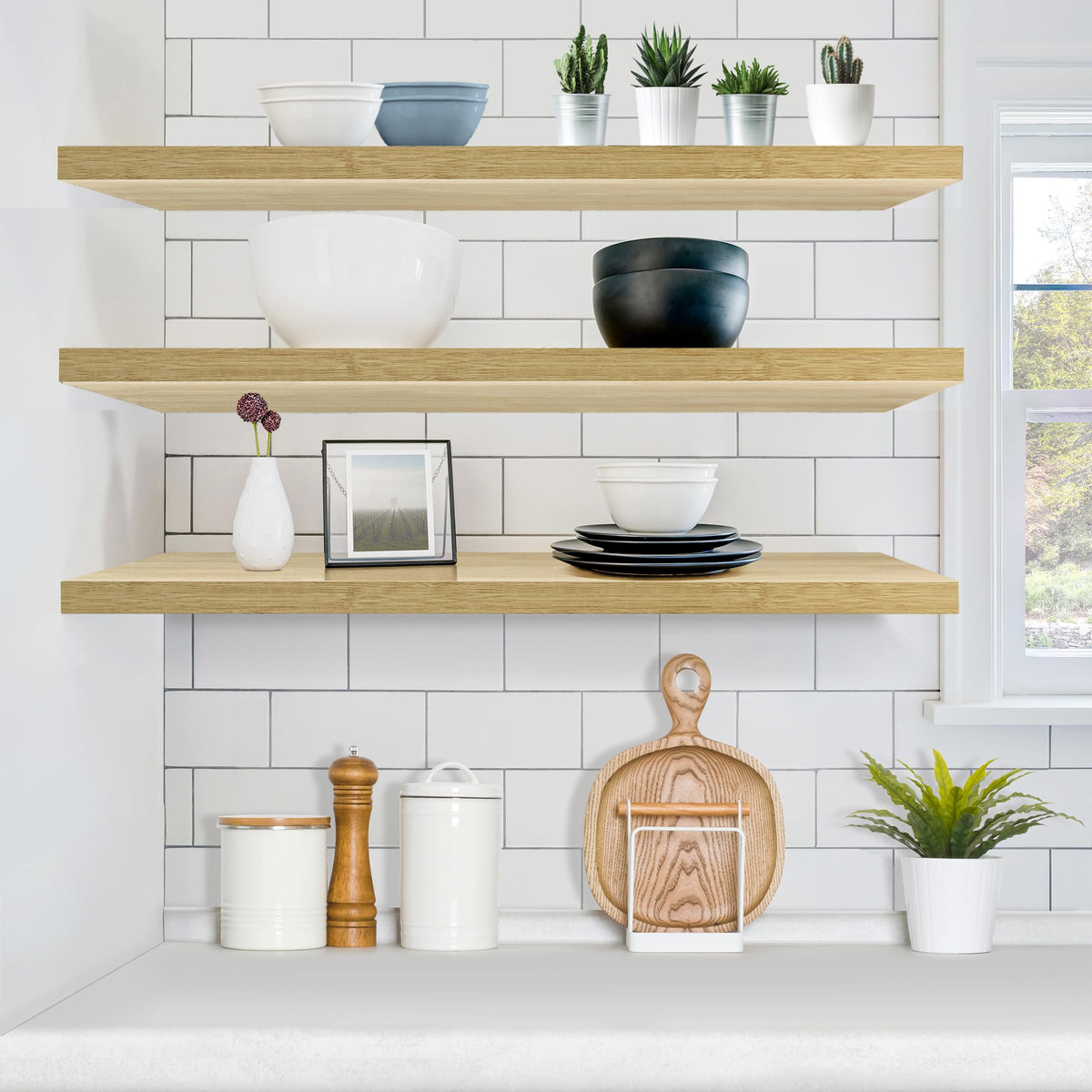 Sorbus floating shelves used in bathroom storage for toiletries