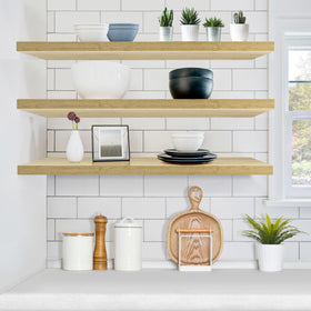 Sorbus floating shelves used in bathroom storage for toiletries