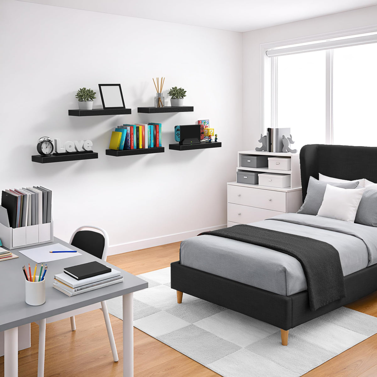 Sorbus floating shelves wall bathroom storage: tidy towels and toiletries within reach.