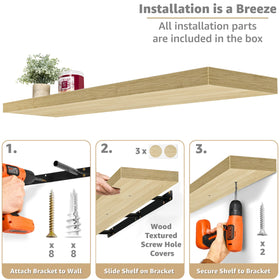 Sorbus floating shelves in living room enhancing decor and warmth