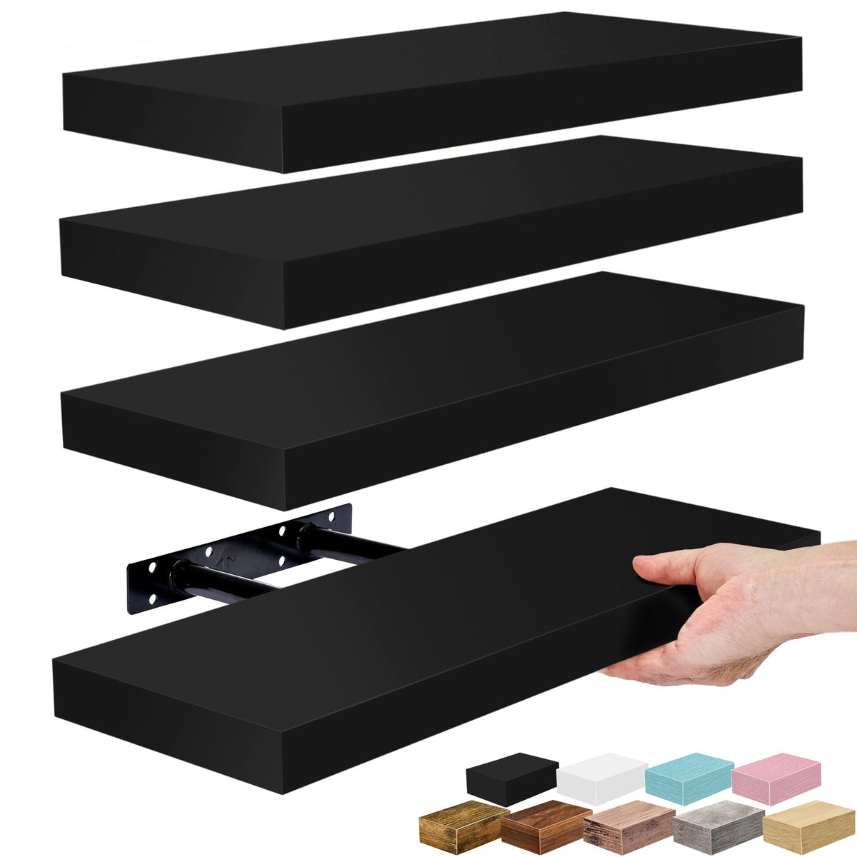 Sorbus floating shelves wall-mount assembly with invisible brackets for a clean display