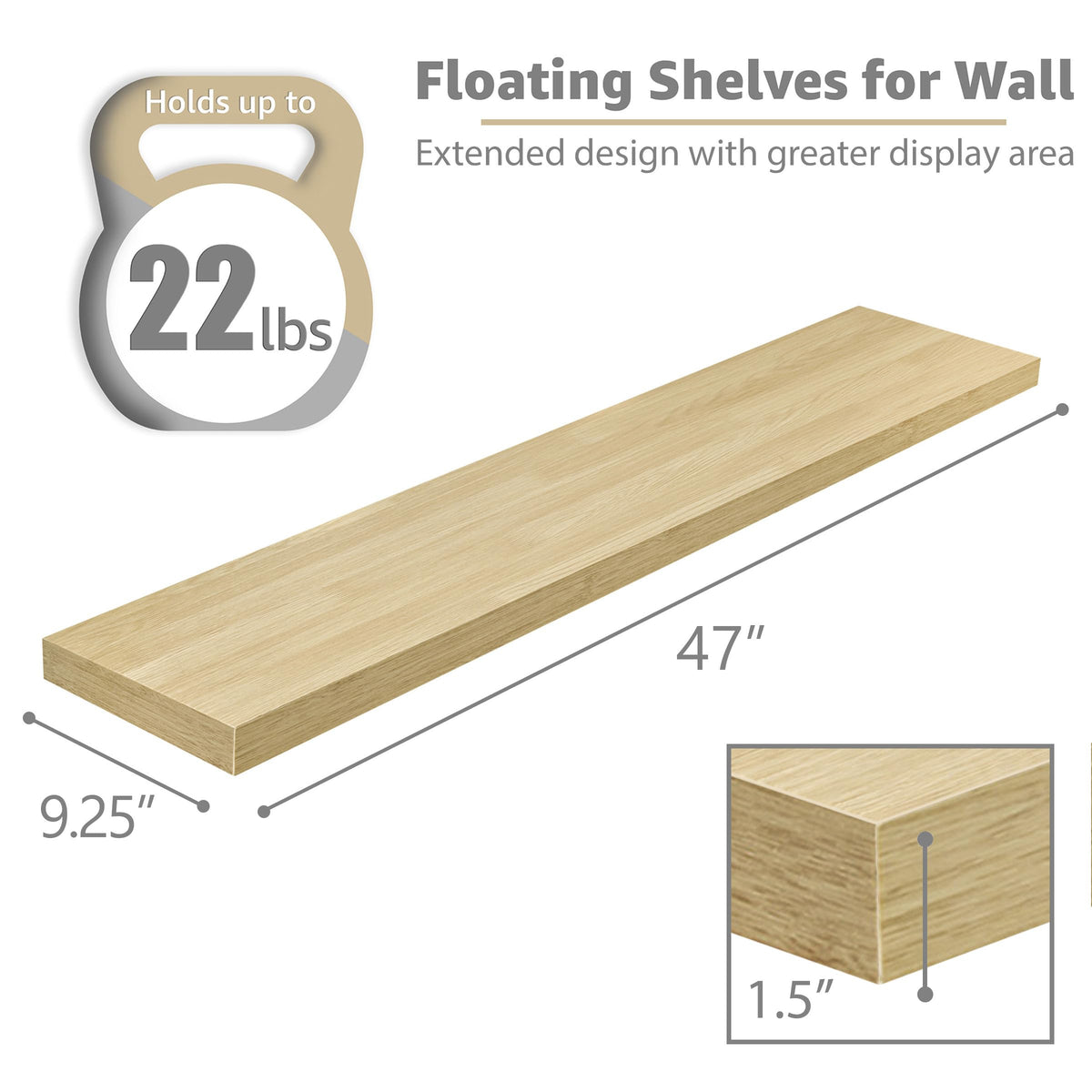 Sorbus floating shelves on wall displaying photos and frames