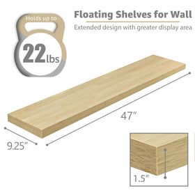 Sorbus floating shelves on wall displaying photos and frames