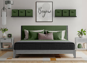 Sorbus dark green storage cubes on a closet shelf for easy organization