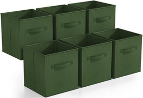 Sorbus foldable storage cubes pack-shot in dark green for organized shelves
