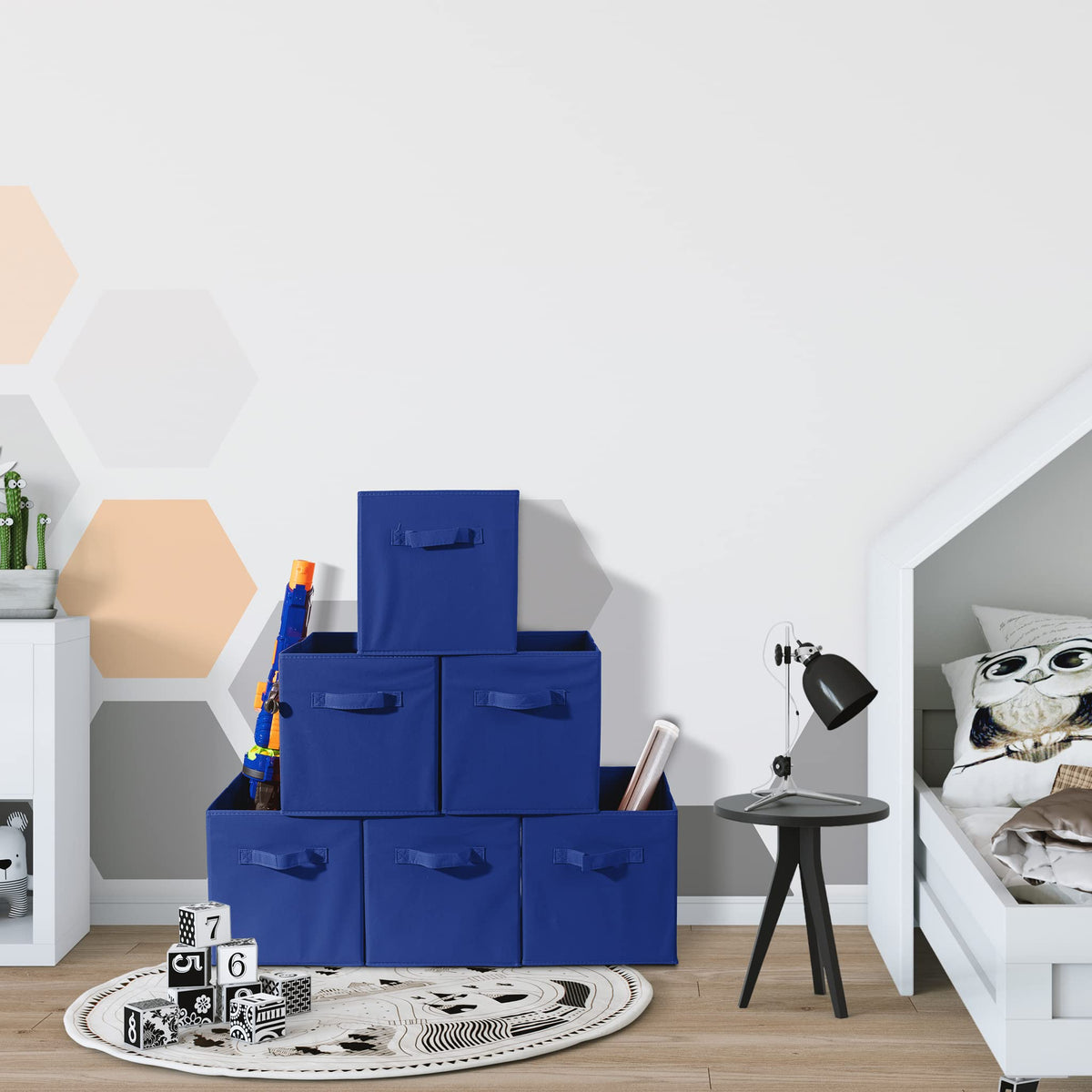 Sorbus cube storage on shelf complements existing decor.