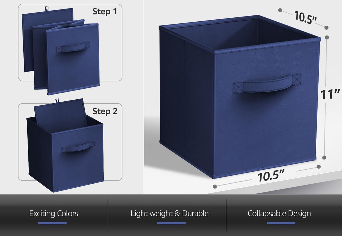 Sorbus navy blue storage cubes with two handles for easy transport.