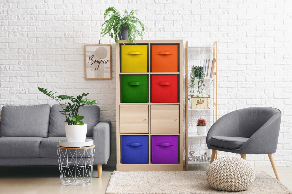 Sorbus foldable storage cubes with handles ready for easy transport.