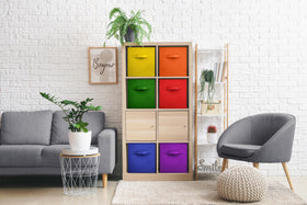 Sorbus foldable storage cubes with handles ready for easy transport.