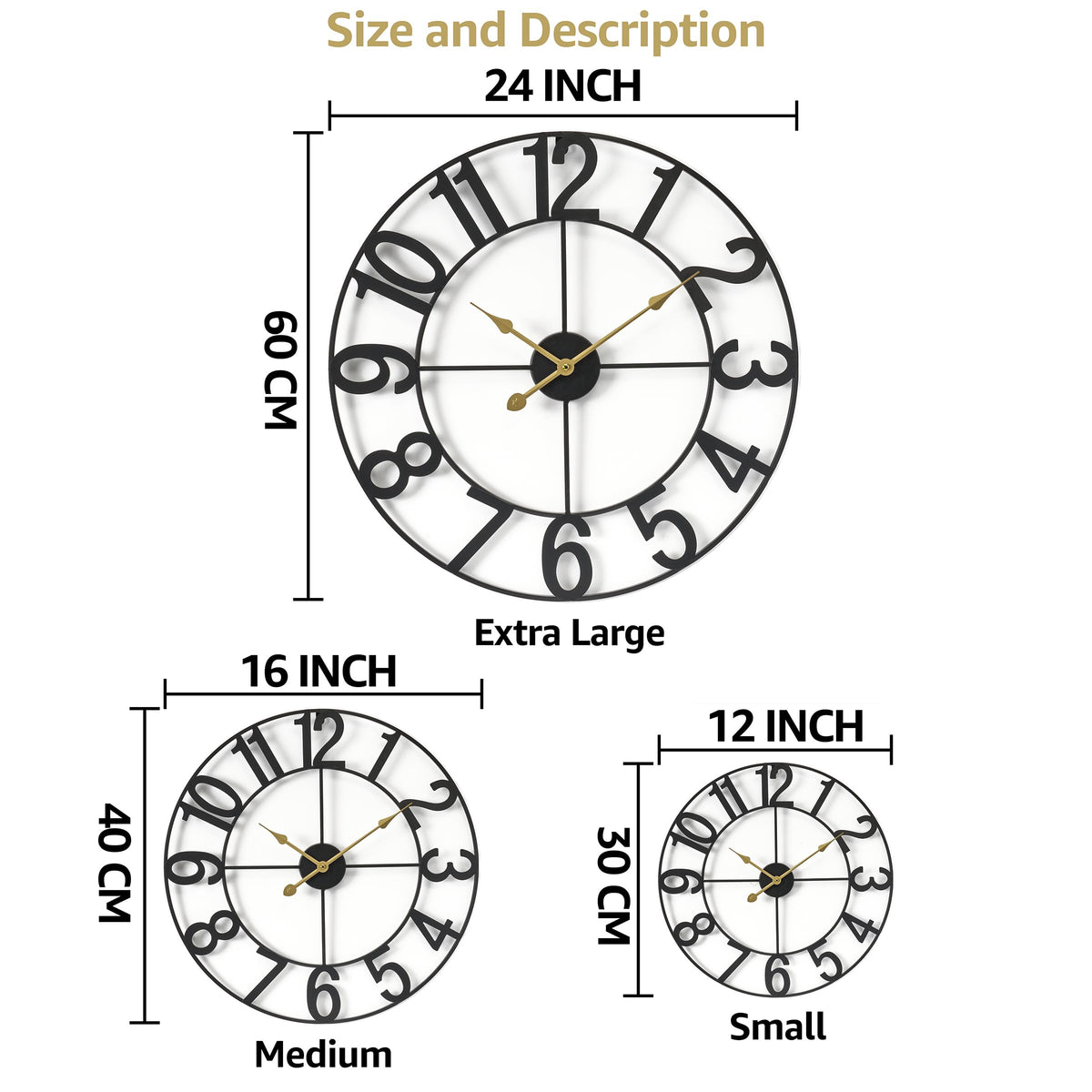 Sorbus wall clock with center back keyhole hanging for simple installation.