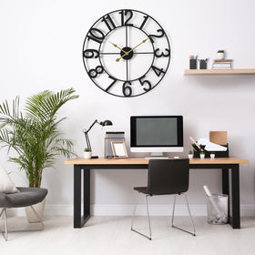 Sorbus living room wall clock blends classic numerals with bold metal design.