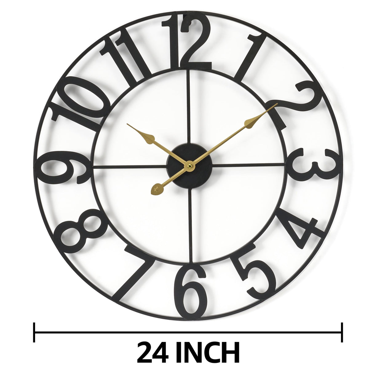 Sorbus large wall clock with metal frame closeup highlighting durable powder-coated finish.