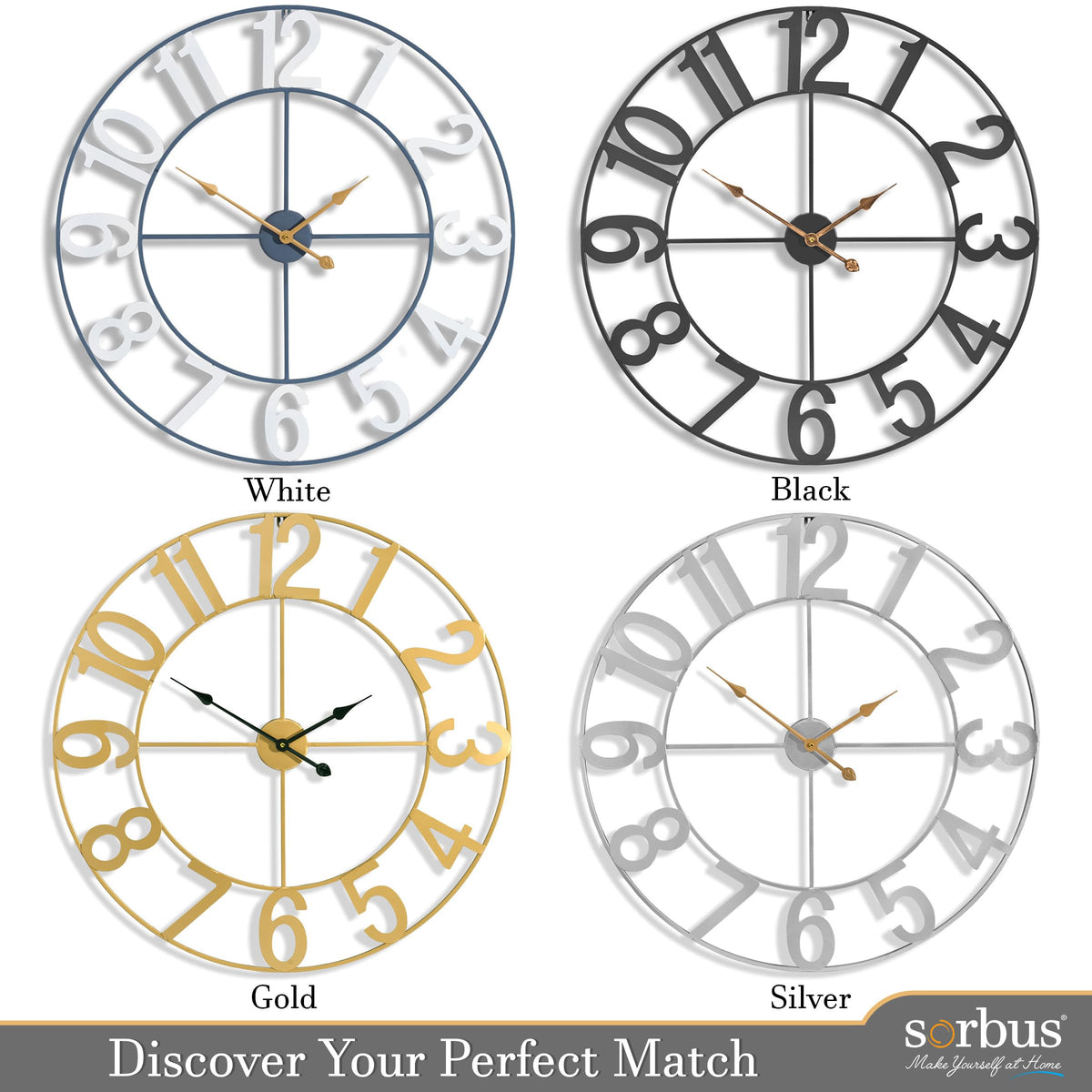 Sorbus office wall clock provides quick time reference for focused work.