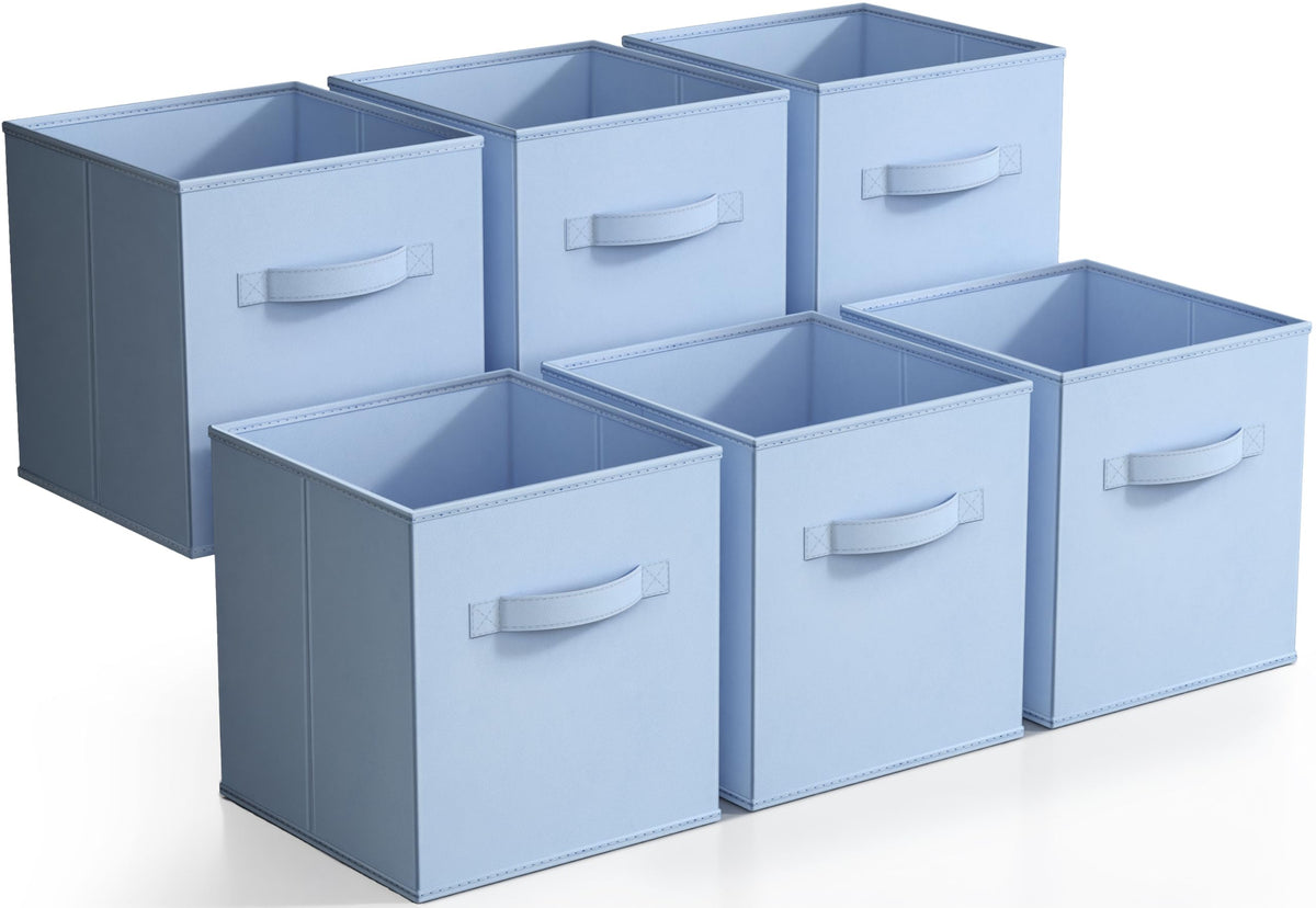 Sorbus pastel blue storage cubes closeup showcase durable fabric for tidy shelves