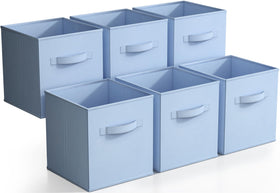 Sorbus pastel blue storage cubes closeup showcase durable fabric for tidy shelves