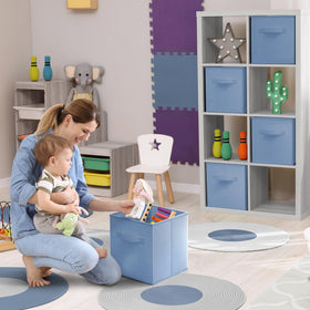 Sorbus pastel blue storage cubes stack neatly for organized toy and book storage
