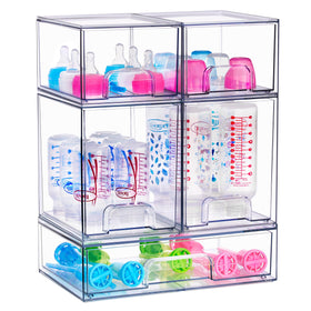 Sorbus Stackable Drawers small bin keeps baby bottles organized and accessible