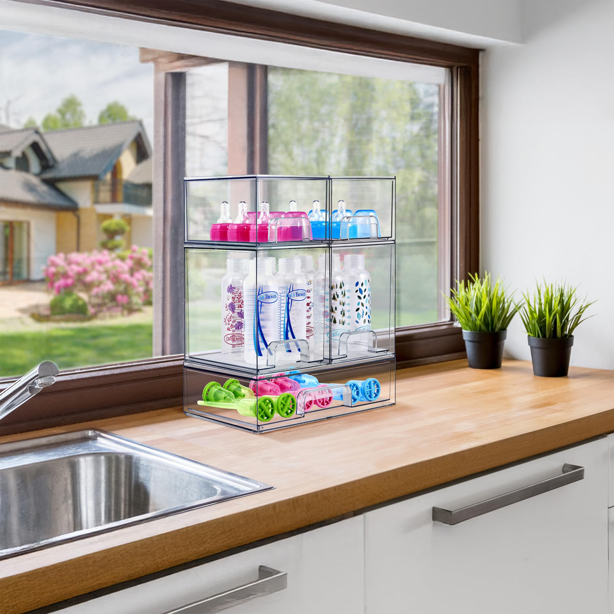 Sorbus Stackable Drawers wide drawer stores bulky toiletries with ease