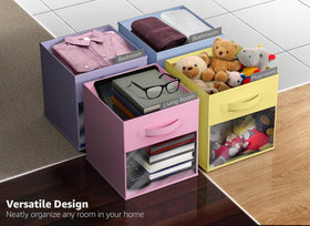 Durable Sorbus storage bin with easy-to-grip handle for transport.