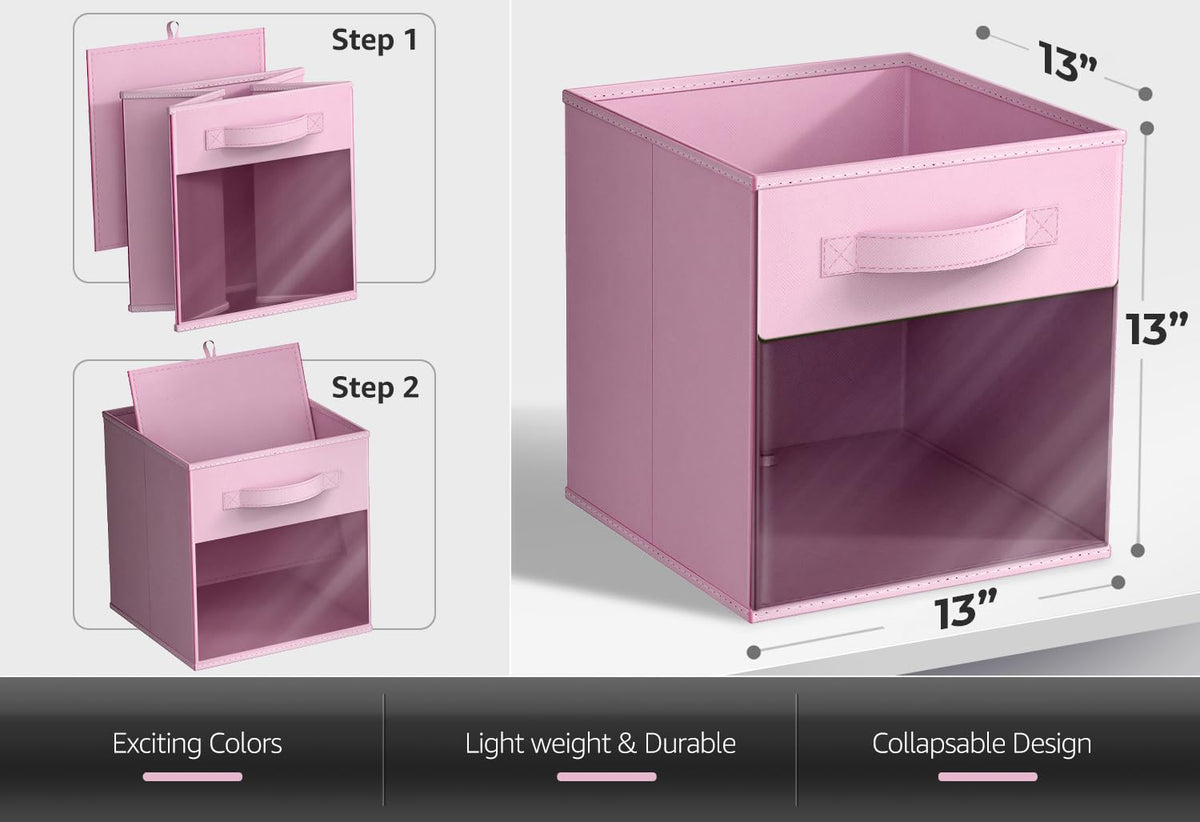 Sorbus storage bin with sturdy handle enables easy transport.