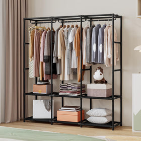 SORCEDAS closet storage compartments organize shirts, pants, and accessories.