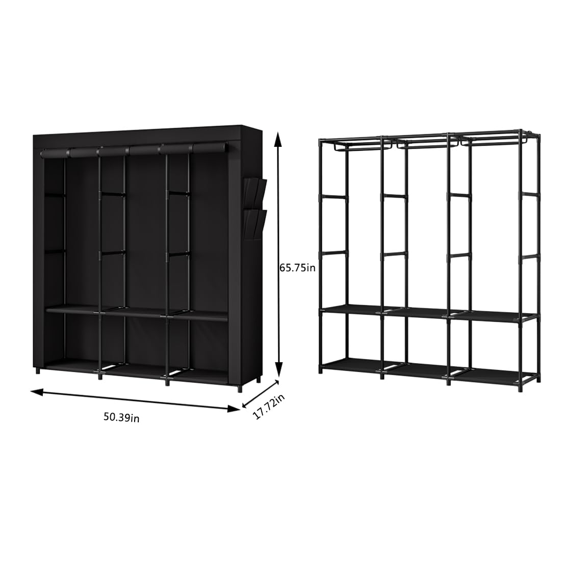 SORCEDAS metal frame provides strong support for long-term wardrobe needs.
