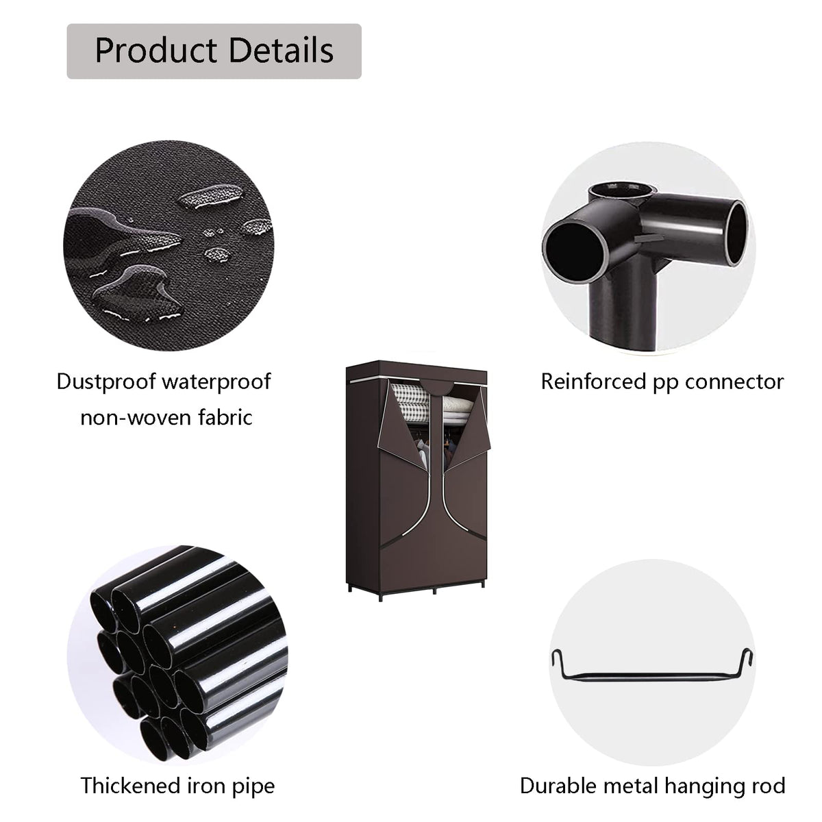 SORCEDAS assembly parts for 34 inch wardrobe in coffee finish