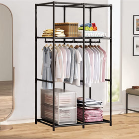 SORCEDAS wardrobe coffee finish, four shelves for folded clothing and accessories