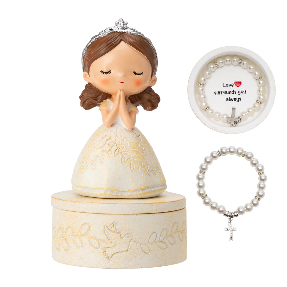 SOREFAFA first communion figurine with doves and olive branches