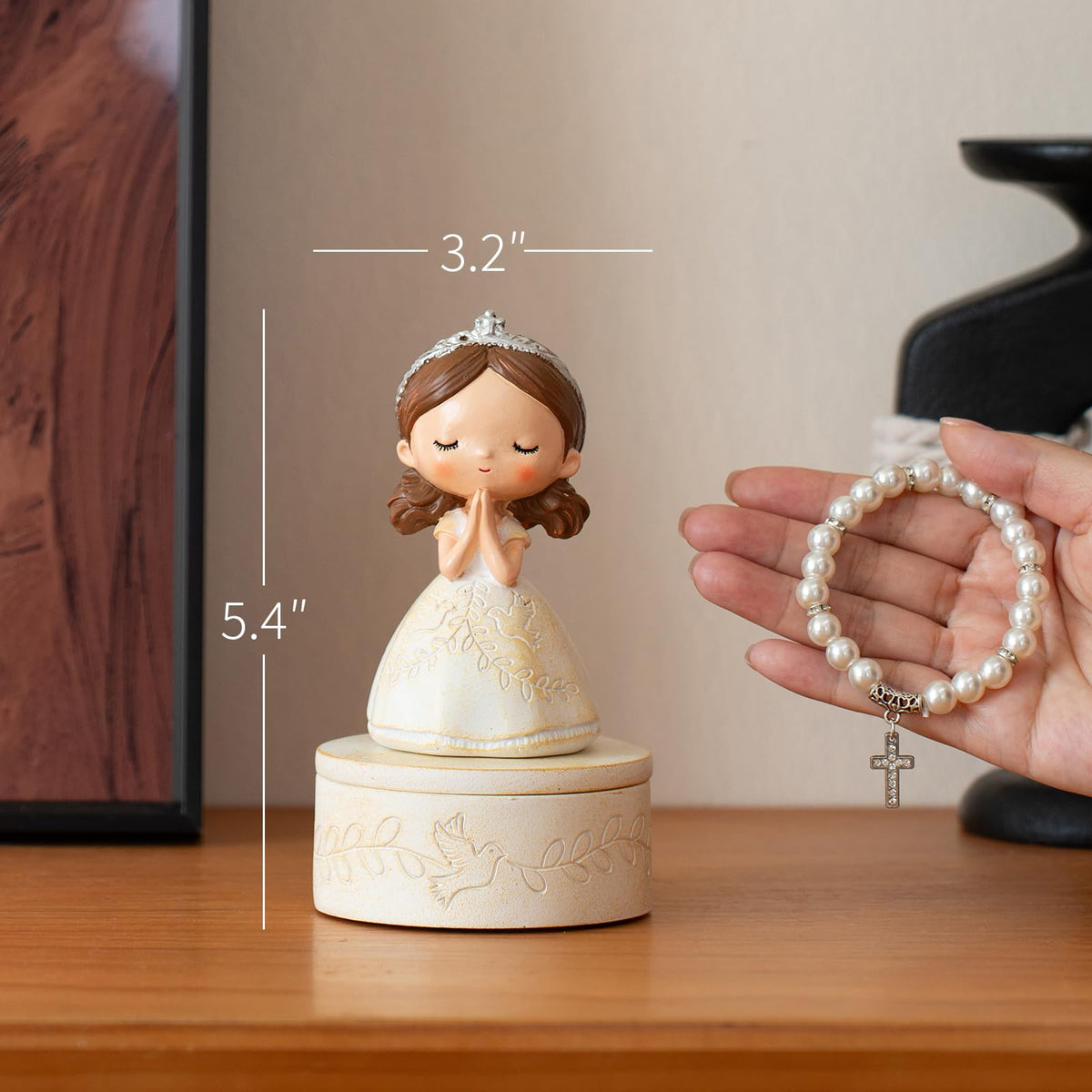 SOREFAFA pearl bracelet with cross pendant for instant wear