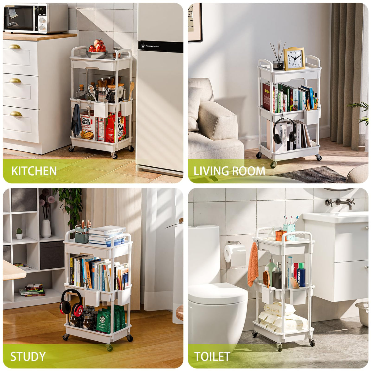 Sorgion compact rolling cart dimensions 14.9 by 10.6 by 29.1 inches.