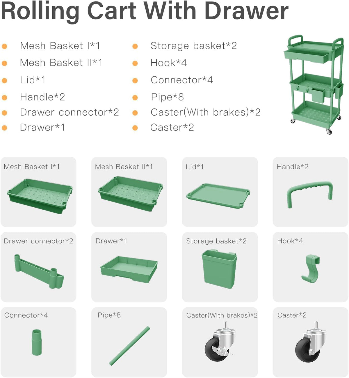 Sorgion versatile storage cart serves laundry, craft, or snack stations.