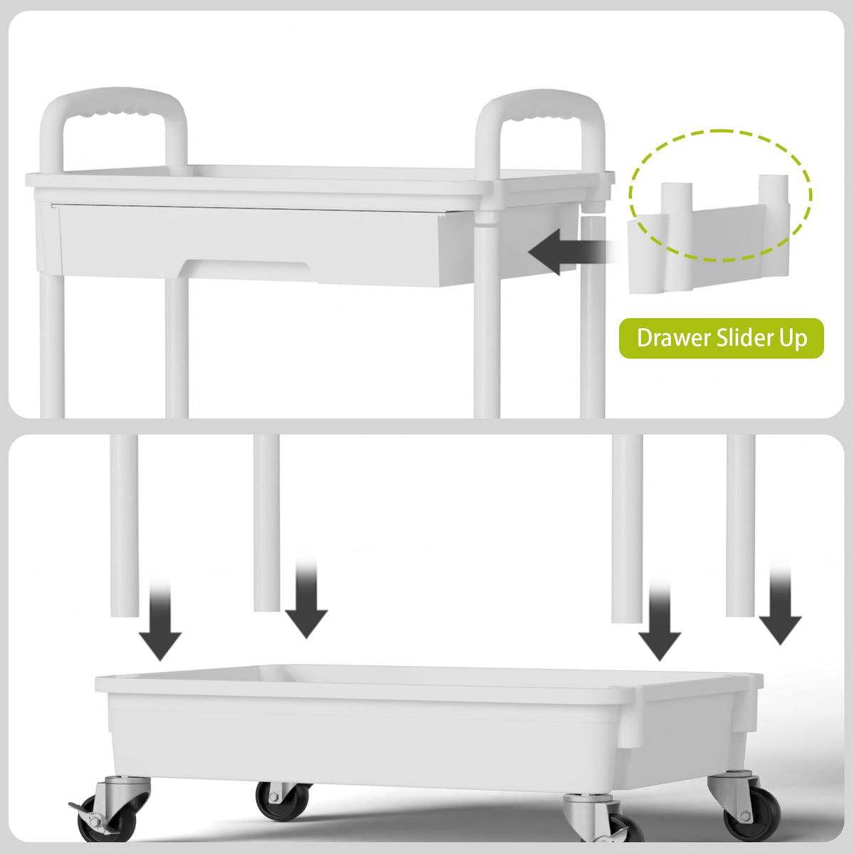 Sorgion cart with ventilated shelves to promote airflow and freshness.