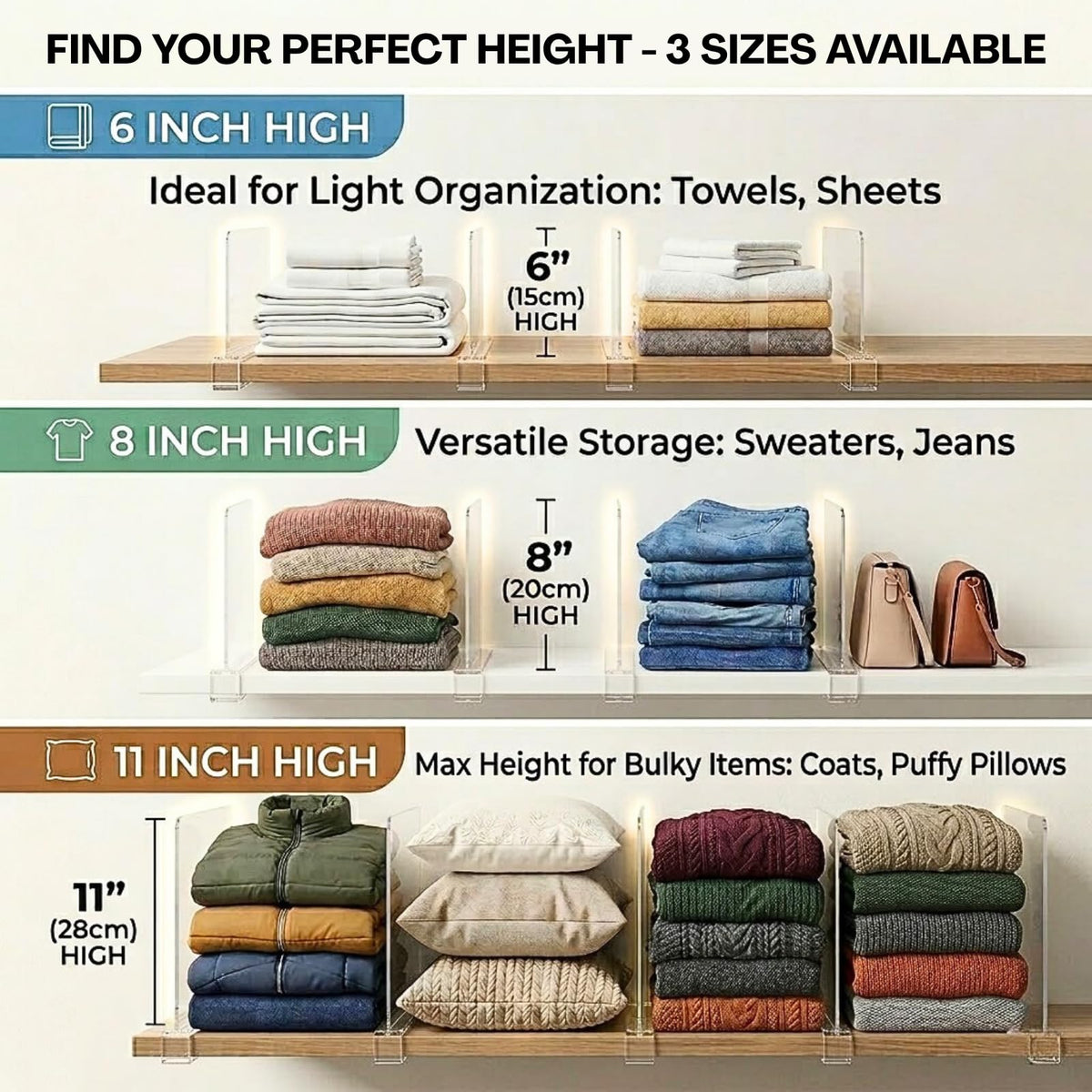 SortNStore adjustable dividers install without tools.