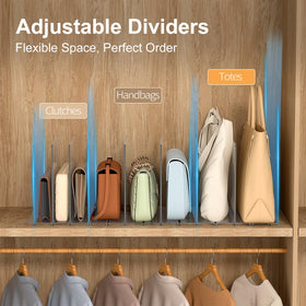 Four bases and fourteen dividers customize space and bag sizes