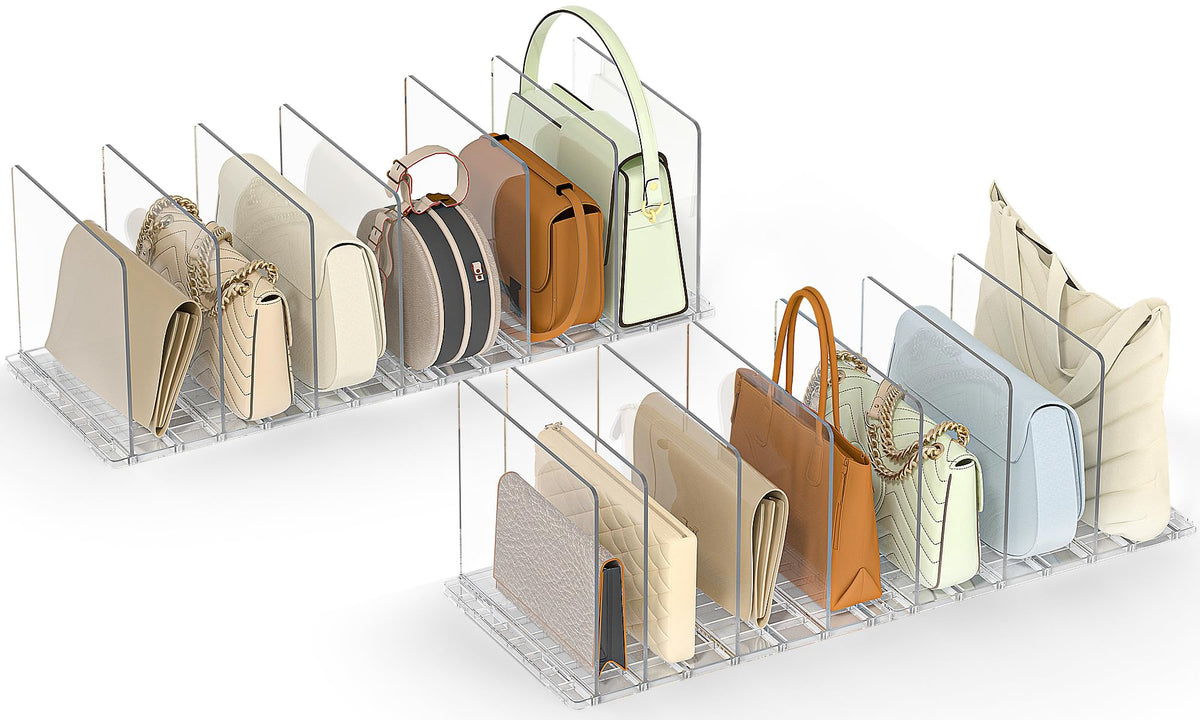 SortNStore bag organizer keeps purses upright for tidy closet storage