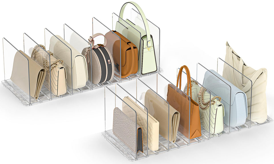 SortNStore bag organizer keeps purses upright for tidy closet storage
