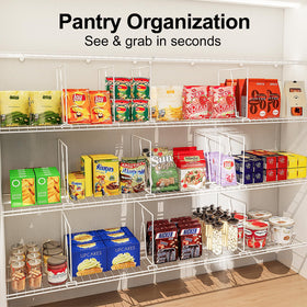 SortNStore adjustable wire shelf divider adapts to layout for better visibility.