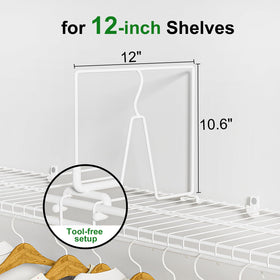 SortNStore purse organizer divider sits on a 12-inch deep shelf for easy access.