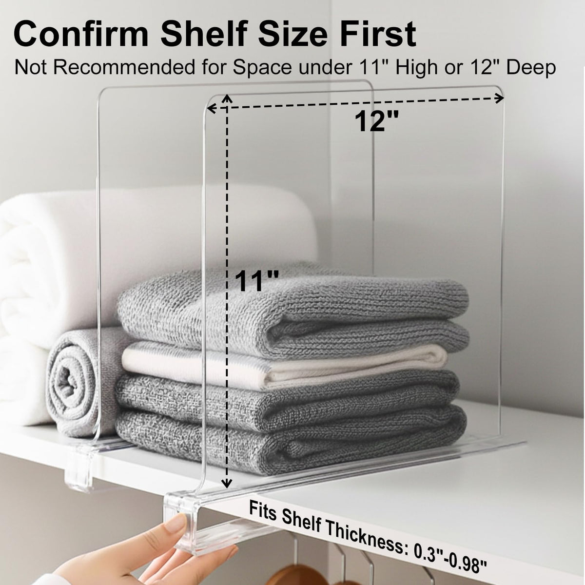SortNStore snap-on installation on wood shelves keeps surfaces safe and drill-free.