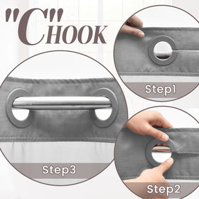 SORTTO built-in grommets enable effortless installation on most shower rods.