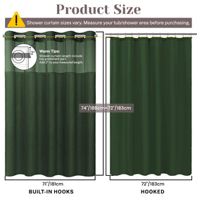SORTTO dark-green shower curtain fits 71x74 inch spaces for versatile layouts.